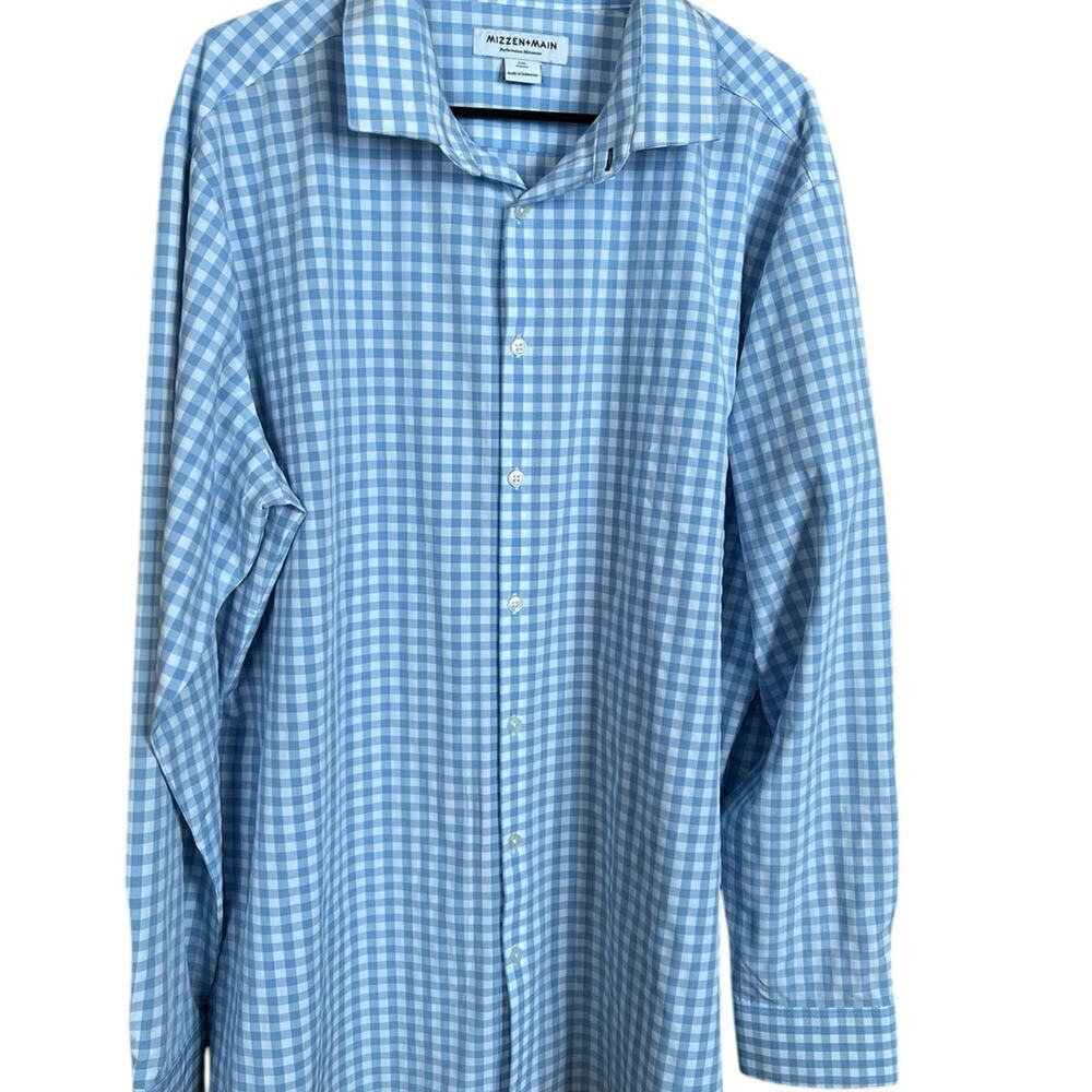 Mizzen + Main Performance Menswear, blue, button-down shirt, men's size XXL